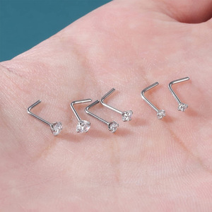 Bijoux en acier inoxydable élégants Anneau de nez en zircon pour femmes <span class=keywords><strong>Piercing</strong></span> de nez de tous les jours Bijoux de corps Nez Stud Zirconia/cubic - Product Image 3