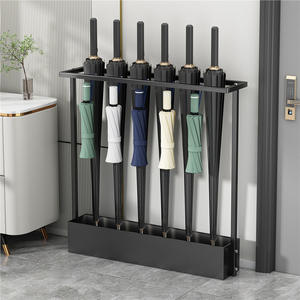 Support mural moderne pour parapluies, capacité 10 parapluies, en fer, pour maison, hôtel, école, entrée, noir, blanc, or - Product Image 1