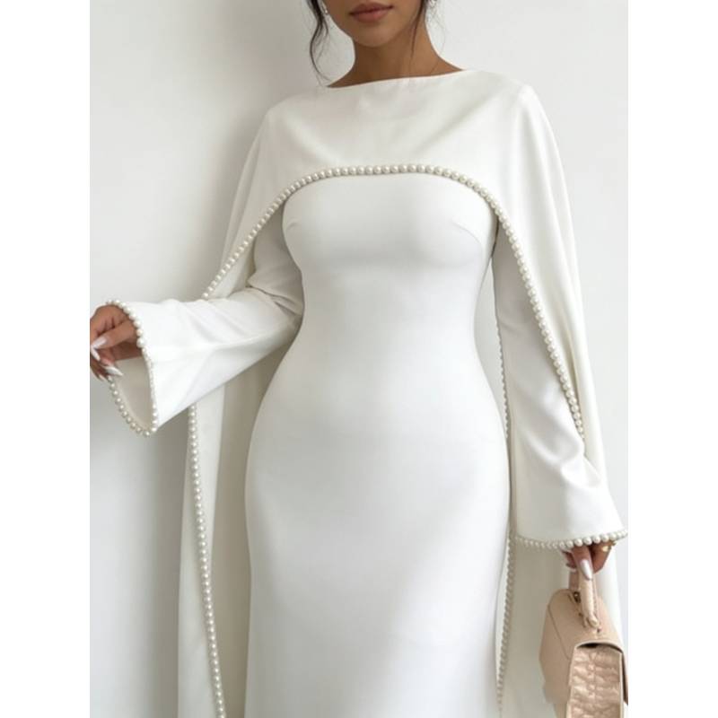 green emerald velvet dress White Chiffon Princess Dress Abaya with Lantern Sleeves main image 1