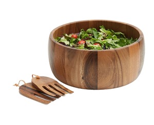 Nuevo Plato para Ensalada de Madera Ecológico con Tenedores para Ensalada, Diseño Clásico/Moderno para Fiestas, Vajilla Elegante para la Mesa de Cocina - Product Image 5