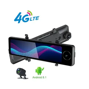 4G Android 3 Cameras 10.88" Rear view Mirror car video recorder Dash cam with direct bracket to front window GPS ADAS FHD 1080P