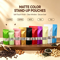 Sachet Doypack Mat Coloré avec Fenêtre Transparente et Fermeture Zip Refermable, Emballage Alimentaire en Feuille pour Noix, Café, Thé, Snacks - En Stock
