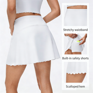 <span class=keywords><strong>Jupe</strong></span> athlétique taille haute FQL249 à séchage rapide <span class=keywords><strong>avec</strong></span> ourlet festonné, ceinture extensible et <span class=keywords><strong>short</strong></span> <span class=keywords><strong>intégré</strong></span> pour le tennis et le pickleball - Product Image 5