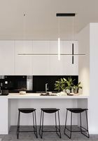Lustre de restaurant moderne et minimaliste, en aluminium de luxe, LED dimmable, 120 cm, noir, base d'ampoule E26, pour longue table de bar