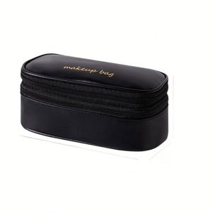Multi-Functional Makeup Brush Organizer with Mesh Pockets PU Leather Cosmetic Bag Travel Makeup <b>Storage</b> Case - Product Image 1