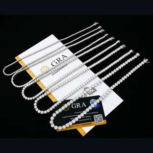 Prix d'usine en gros Collier chaîne tennis pour homme en argent sterling 925 de 4 mm, entièrement serti de diamants de laboratoire VVS ronds et de moissanite - Product Image 1