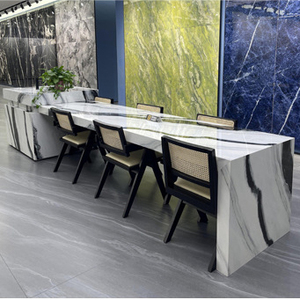 Cuisine ouverte antique avec table à manger îlot Villa intégrée de grande taille Comptoir de bar multifonctionnel en marbre - Product Image 2