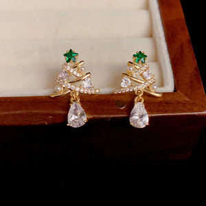 Orecchini Pendenti a Goccia di Cristallo a Forma di Albero di Natale per Donne, Stile Festivo Invernale, Accessori per Uso Quotidiano e Feste - Product Image 3