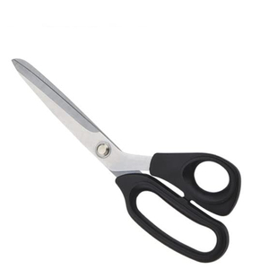Ciseaux de tailleur en acier inoxydable avec manche en plastique, pliables, pour la découpe de tissus DIY, bord partiellement dentelé, noir - Product Image 5