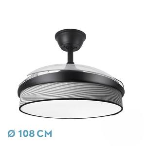 72W DC <b>fan</b>, black with gray groove, 108 tilt, 3 blades, 7200 lm, 3000K/4000K/6000K, <b>remote</b> <b>control</b>, memory function and - Product Image 1