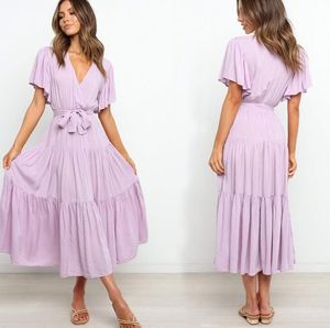 2025 señoras elegante temperamento vestido moda cuello pico manga corta mujeres al aire libre diario fiesta cena boda <span class=keywords><strong>y</strong></span> otros <span class=keywords><strong>vestidos</strong></span> largos - Product Image 2