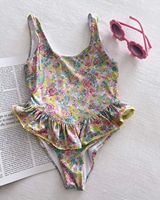 OEM Impression numérique Maillot de bain pour filles et maman Conception à volants Maillot de bain parent-enfant Vêtements de plage pour la famille personnalisés