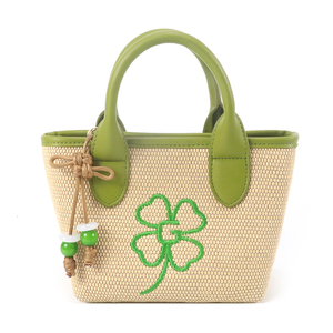 Bolso de Mano Mini de Paja Tejida para Playa, Diseño de Verano con Logotipo Bordado - Product Image 1