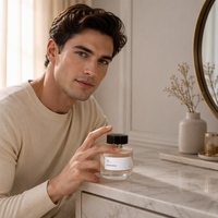 Flacons de parfum ronds en verre transparent personnalisés 30ml 50ml 100ml, flacons de parfum vides avec capuchon noir et atomiseur, vente en gros OEM