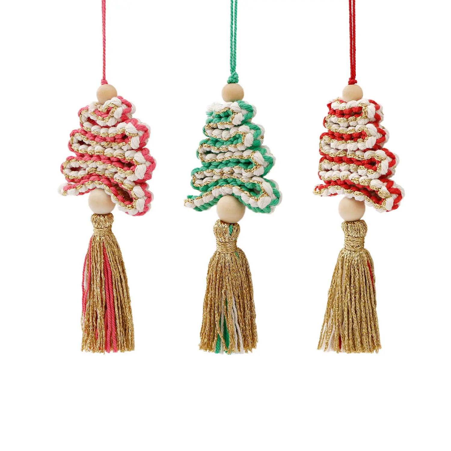 Christmas Gifts Christmas Tree Pendant DIY Bohemian Woven Tassels Handmade Macrame Christmas Ornaments