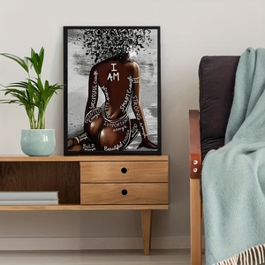 Cuadro en lienzo de mujer negra con cabello afro, impresión artística al óleo, póster musical, chica africana, decoración moderna de pared sin marco para sala de estar y dormitorio - Product Image 5