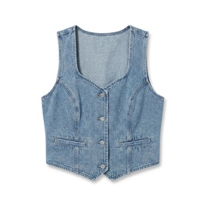 Chaleco vaquero para mujer al por mayor, lavado claro, ideal para primavera, fabricado por OEM para marcas estadounidenses - Product Image 6