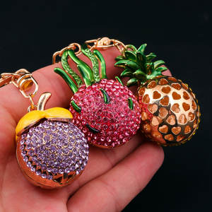 จี้ผลไม้ประดิษฐ์ประดับเพชรน่ารักล่าสุดพวงกุญแจสับปะรดมังกรผลไม้ลิ้นจี่ - Product Image 4