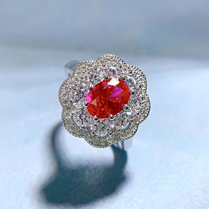 Anillo de Plata S925 con Rubí Color Sangre de Pichón y <span class=keywords><strong>Diamantes</strong></span>, Popular <span class=keywords><strong>en</strong></span> Europa y América, <span class=keywords><strong>Venta</strong></span> Directa de Fábrica - Product Image 5