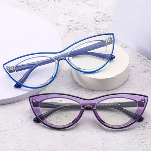 2023 Nieuwe Retro Mode Anti Blauw Licht Cat Eye Glazen Brilmonturen Voor Vrouwen Lichtgewicht Optische Tr90 Frames Voor Bril