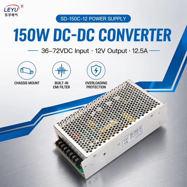 150W 48V to 12V DC-DC Converter Step Down 36-72VDC Input 12.5A with 1500VAC Isolation for Telecom Equipment