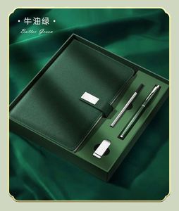 Custom Luxury PU Leather A5 <b>Journal</b> Notebook and Pen Gift Stationery Set Wholesale Promotional Business Diary With USB Drive - Product Image 4