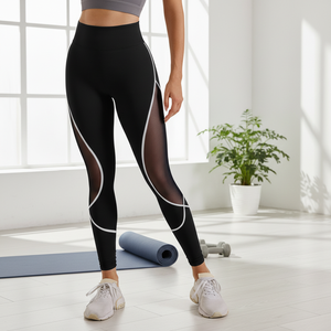 Pantalones de Yoga Sencillos de Malla Sólida, Estilo Europeo Americano, Cintura Alta, Levanta Glúteos, Cintura Elástica, Largo Completo, Ecológicos y Transpirables para Mujer - Product Image 1