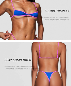 Set di costumi da bagno da donna-Sexy <span class=keywords><strong>reggiseno</strong></span> senza fili con lacci e mutandine senza schienale stile Bikini traspirante <span class=keywords><strong>per</strong></span> nuoto e spiaggia - Product Image 3