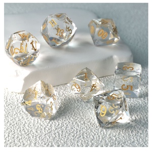 Rõ ràng pha lê đá quý xúc xắc Bộ, trong suốt lăng kính thủy tinh khắc sắc nét cạnh xúc xắc cho DND, 7 cái Set với kim loại hộp thiếc gói - Product Image 2