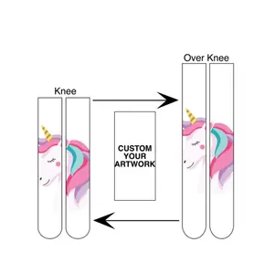 Custom Girl Socks Design Creative Knee High AB Style Cartoon Kids Unicorn Socks With Wings