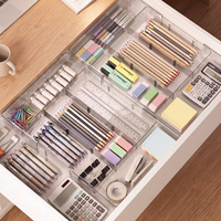 Organisateur de tiroir de bureau rectangulaire moderne en plastique transparent, vente en gros pour fournitures de bureau, articles divers, boîtes alimentaires, rangement de maquillage
