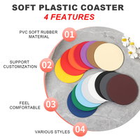 Sous-verre en silicone rond flexible et lavable, personnalisable OEM/ODM, motif personnalisé, tapis de tasse en caoutchouc PVC pour cadeau promotionnel