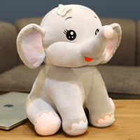 Peluche personnalisée Éléphant aux grandes oreilles, éléphant assis gris clair avec des oreilles roses, fabriqué à partir de photos