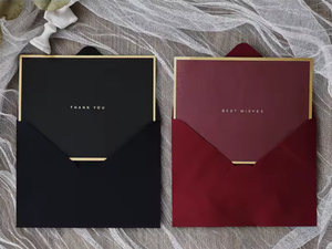 Cartes de remerciement de luxe en or noir avec enveloppes pour les occasions professionnelles et de mariage - Product Image 4
