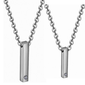 Pendentif en acier inoxydable avec sertissage de diamants, design géométrique, collier unisexe pour usage quotidien, surface lisse 3331 mm - Product Image 3