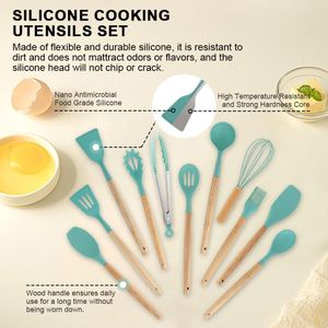 Kaimi Ali Baba Express Compras en Línea al por Mayor Juego de Utensilios de Cocina de Silicona con Mango de Madera Ligero de 19 Piezas - Product Image 3