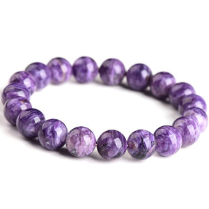 Pulseras de cristal de charoita púrpura natural de alta calidad estilo Feng Shui pulido a la venta - Product Image 2