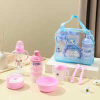 Coffret Cadeau d'Alimentation Bébé Personnalisé avec Logo comprenant Biberon en PP, Boîte de Rangement Lait en Poudre, Tasse d'Apprentissage, Bol, Cuillère et Fourchette