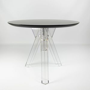 Ometto Design Mesa Redonda Transparente de Policarbonato con Tapa Negra Ensamblada para Comedor Tamaños 90/120 Diámetro Modelo OMT100ENN - Product Image 6