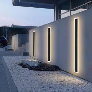 현대 야외 외부 선형 스트립 벽 램프 정원 sconce 긴 <span class=keywords><strong>Led</strong></span> 벽 빛 3500k 따뜻한 흰색 알루미늄 220V 80 120