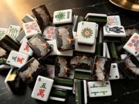 Ensemble de 160 tuiles de Mahjong Américain en Acrylique, 3 ou 4 couches, thème Halloween, noir, doré et blanc, de luxe, pour le divertissement