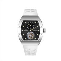 Montre Seagull Tourbillon Squelette ST8006 à Remontage Manuel, Indicateur d'Heure Lumineux, Bracelet en Silicone avec Petit Cadran