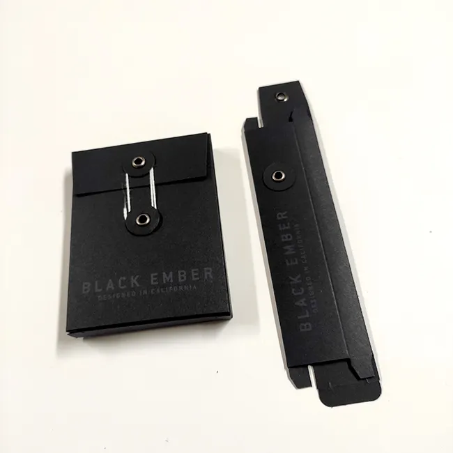 비즈니스 선물 사용 사용자 정의 회사 레이블 로고 검은 종이 봉투 상자 문자열 폐쇄