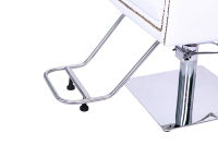 Chaise de barbier blanche légère et réglable avec repose-pieds pour salons professionnels et barbiers mobiles
