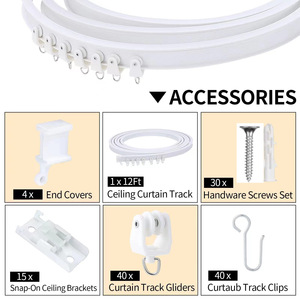 Curved Curtain Track Flexible <b>U</b>-Shaped Sliding Track 1 2 3 5 8 Meters With Wall Brackets And Screw Fixings For Window Curtains - Product Image 4