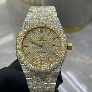 Montre mécanique de luxe en moissanite de qualité supérieure - entièrement sertie de diamants, or, acier inoxydable, montre de luxe pour homme, mode et affaires - Product Image 1