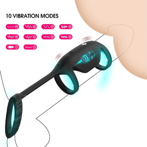 Herensilicone vibrerende kuisheidsgordel cockring 3-stappen wolfdesign oplaadbaar vertraagde penis toy voor koppels intiem gebruik - Product Image 2