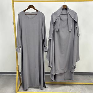 控えめなトルコサウジエレガントジルバブ<span class=keywords><strong>Hijab</strong></span> Khimarセットスカート付き2枚無地プレミアムクレープ服セット女性用S443 - Product Image 5