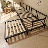 Minimalistisches L-förmiges Metall-Holz-Sofabett Schnelle Montage Robuste Kostengünstige Basis Für Zuhause Schlafzimmer Wohnzimmer Apartment Hotel