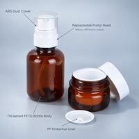 Ensemble de flacons en plastique PET pour cosmétiques, lotions, sérums et crèmes, avec compte-gouttes et vaporisateur, couleur marron ambré, 40ml, 60ml, 100ml, 150ml